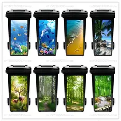 Animal and landscape outdoor trash cans with decorative wall paintings, PVC waterproof and oil resistant stickers