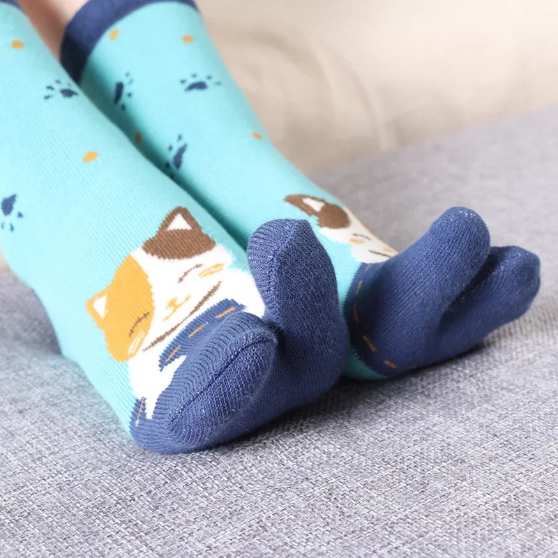 1/4 Paar Damen Tier-Tabi-Socken mit geteilter Zehenpartie, Flip-Flop-Kimono-Baumwoll-Sandalensocken, mittellange Zehensocken, japanische Zehensocken