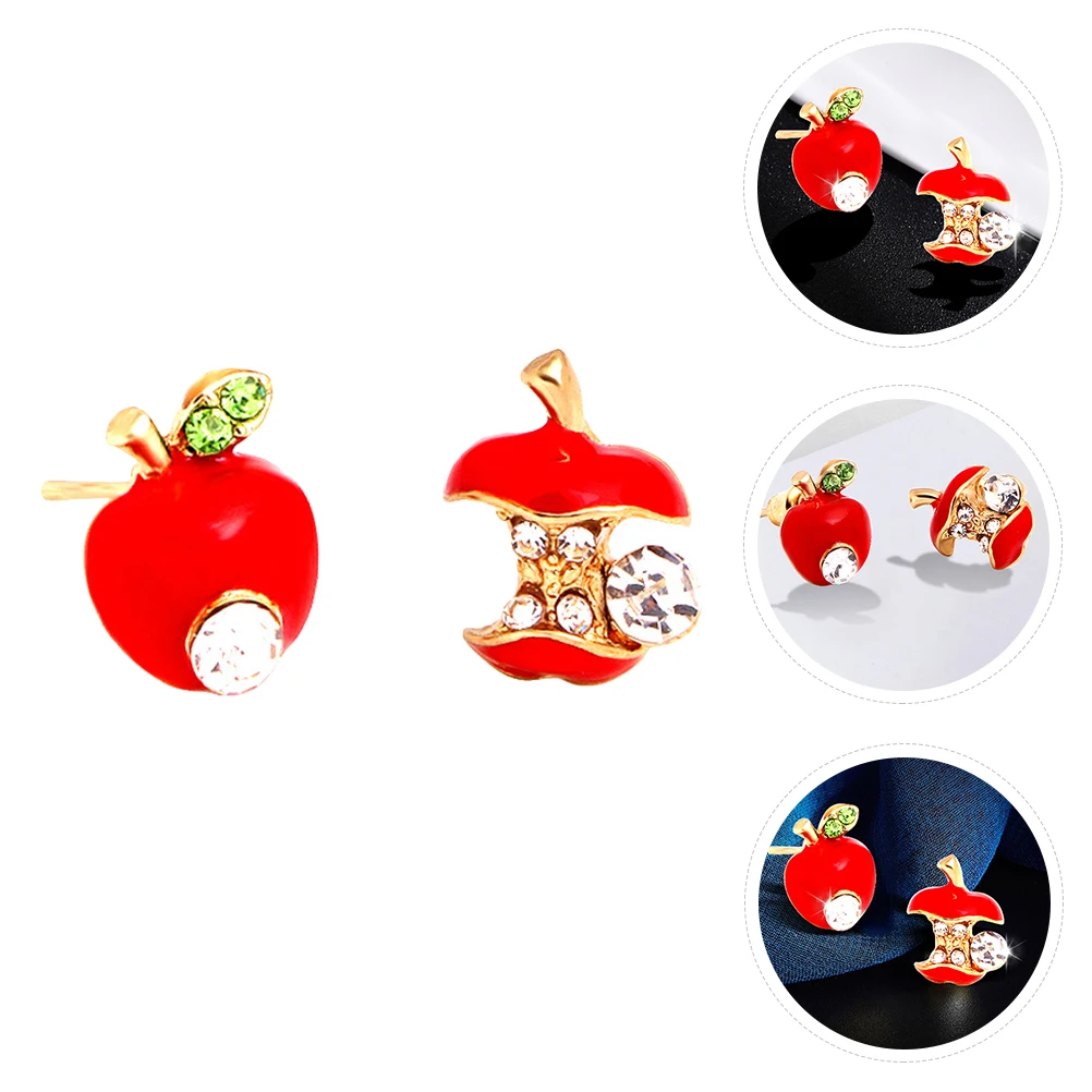 

Apple Zircon Earrings Fashion Lovely Pendants Decoration Woman Miss Ear Jewelry Elegant Woman Earrings Accessories
