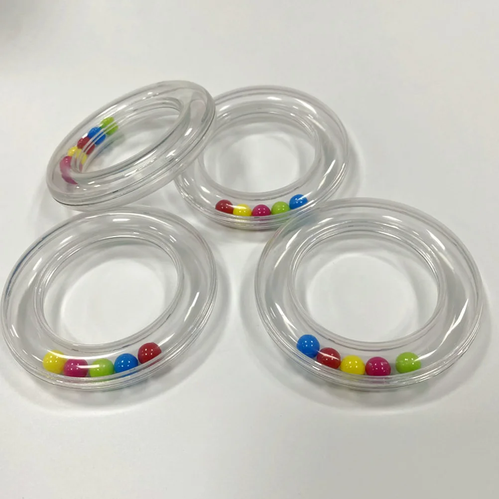 Sonajero circular transparente para niños pequeños, sonajeros de mano para bebés, campana de plástico musical, Material resistente de primera calidad, 4 Uds.