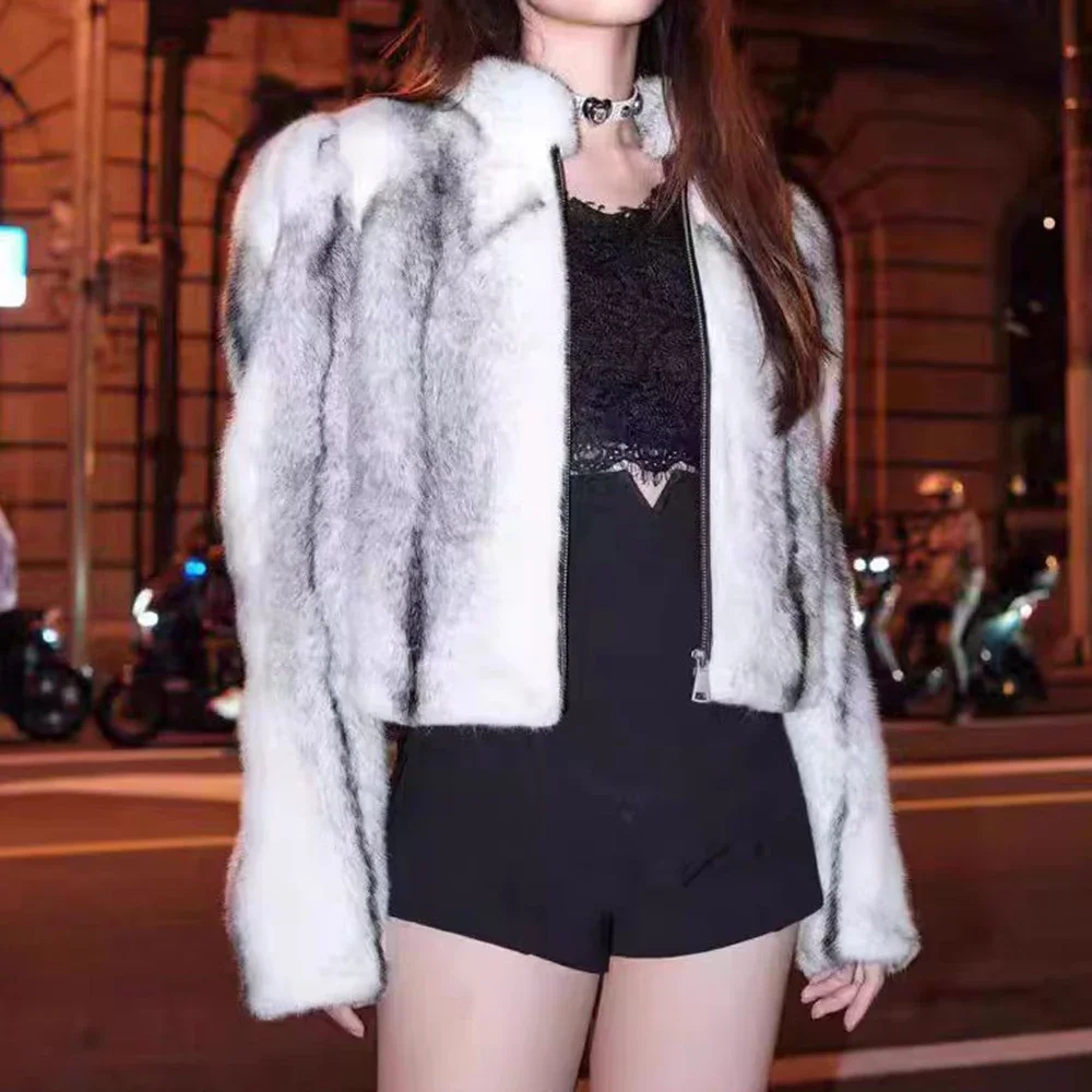 women's zipper short, environmentally friendly imitation mink fur fur one-piece coat, winter new style  faux fur