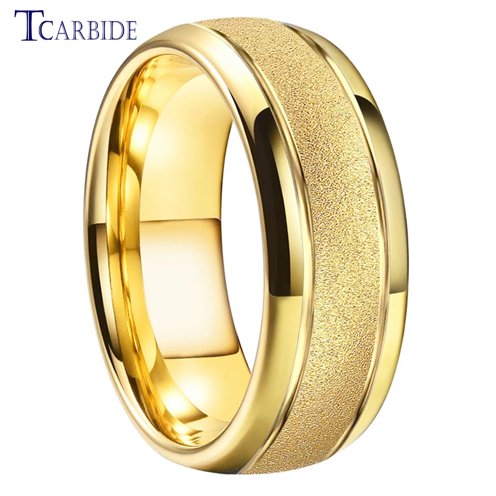 Very Popular 6mm 8mm Brazil Ring Men Women Fashion Tungsten Wedding Band Sandblast Grooved Polished Finish Comfort Fit