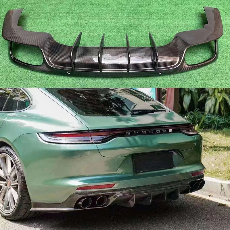 For Porsche Panamera 971 2017+ Carbon Fiber Car Rear Bumper Diffuser Rear Splitters Spoiler Back lip shunt L Upgrade body kit