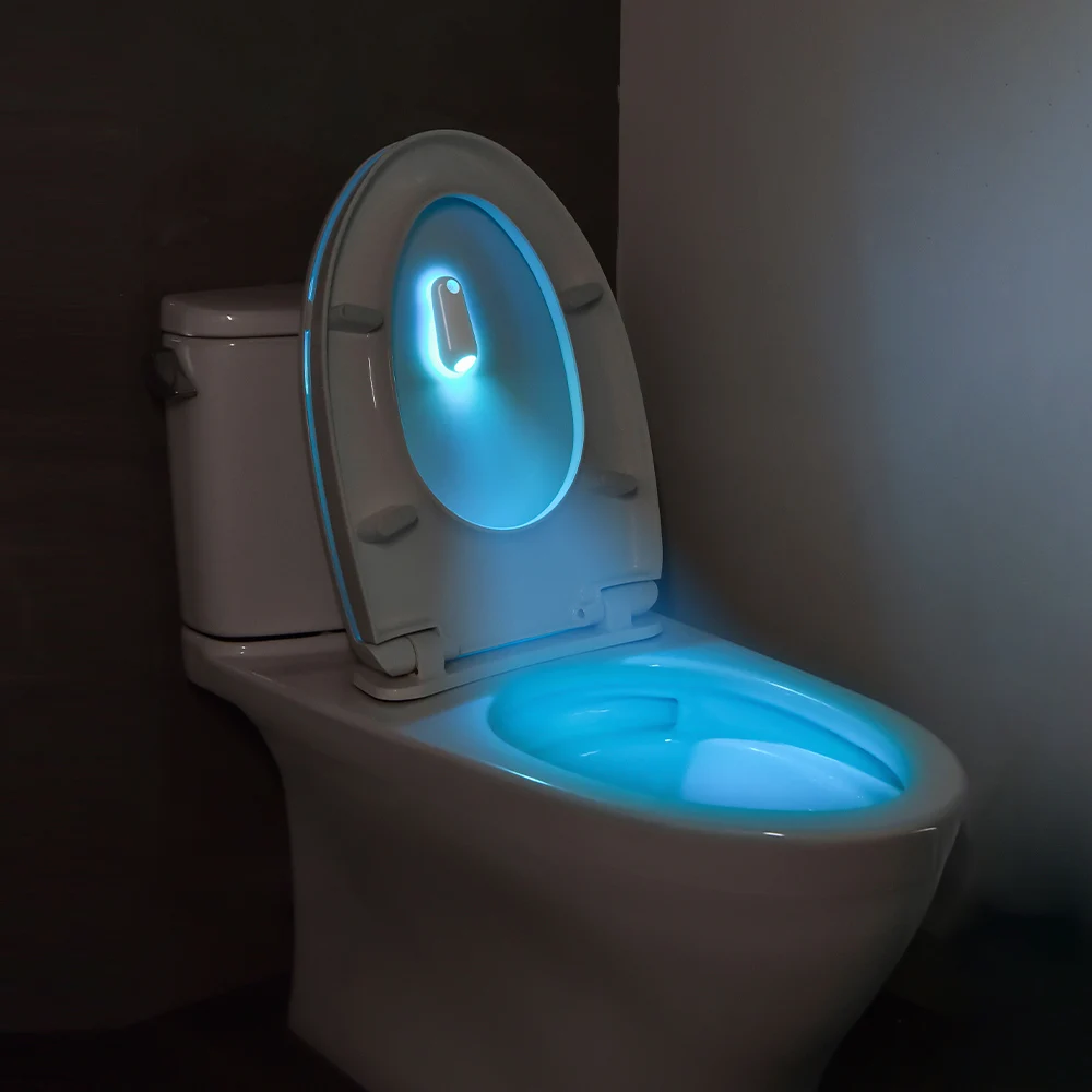 Luce per WC, Luce notturna a LED con sensore di movimento, Ricaricabile tramite USB, Luce a 8 colori per la casa, Decorazione fresca e divertente