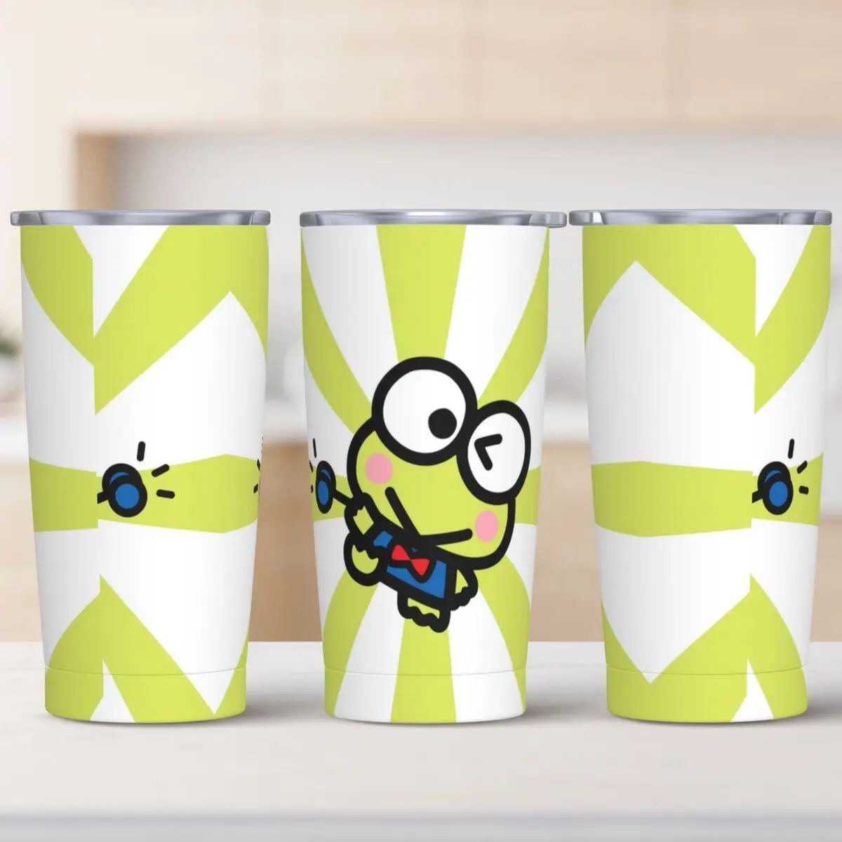 Kawaii Keroppi Big-Eyed Frog Tumbler Hot Drinks Water Bottle Keep Heat Stainless Steel Thermal Mug Custom Travelist Mugs Cup