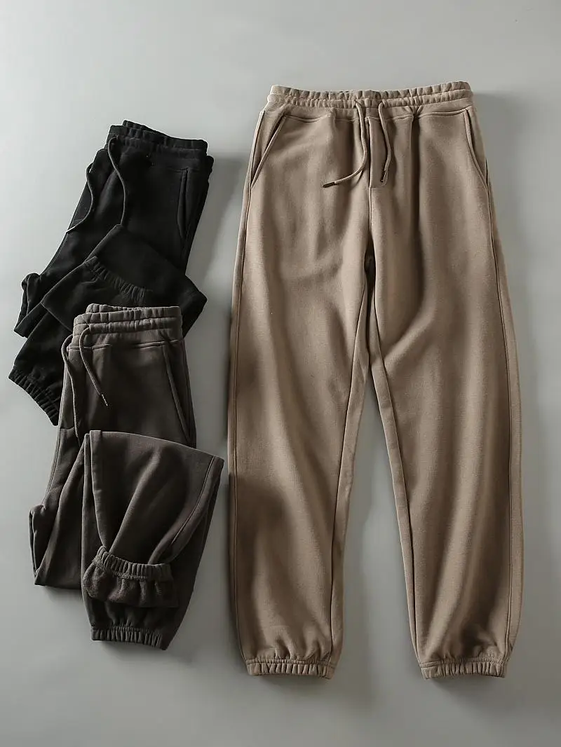 

Men's Spor Fce Lined Cuffed Pants Autumn Winter New Sle Elastic Waist Simple Casual Versatile Long Trendy Sweatpants