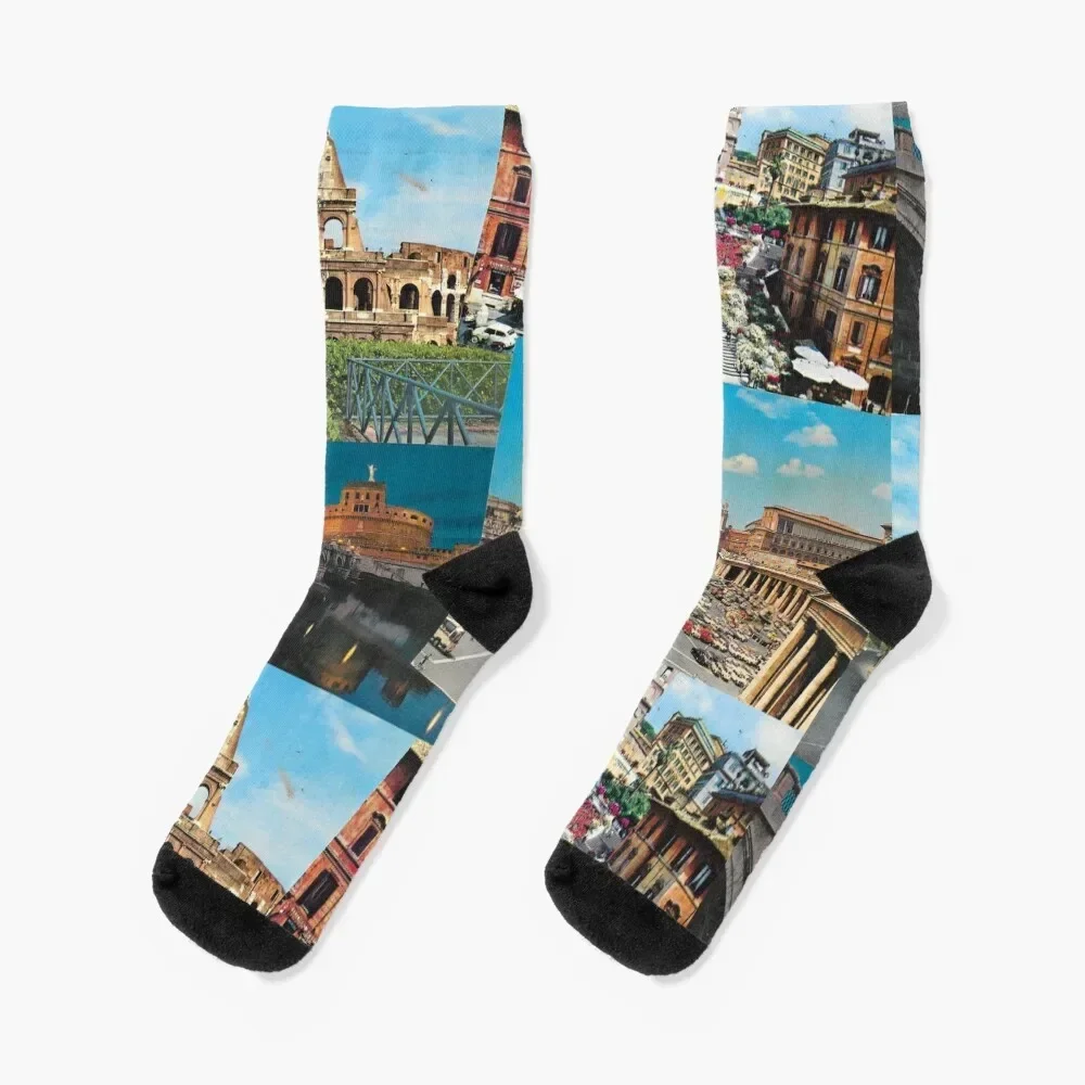 old postcards from Rome - 1 Socks Non-slip man gift sheer Women Socks Men's