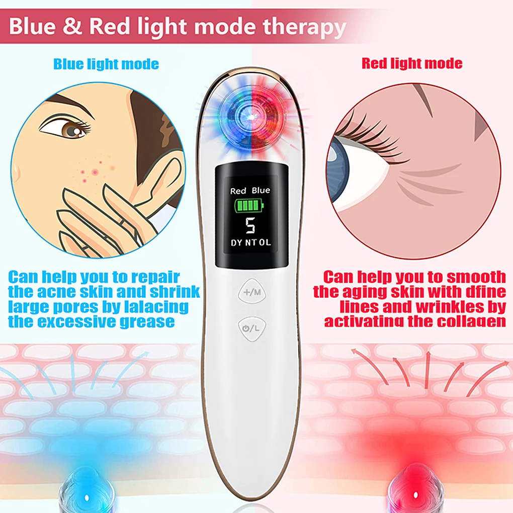 อุปกรณ์กำจัดสิวหัวดำระบบไฟฟ้า6W เครื่องมือกำจัดสิว LED ปรับได้อุปกรณ์เครื่องทำความสะอาดรูขุมขนแบบชาร์จไฟได้สีขาว