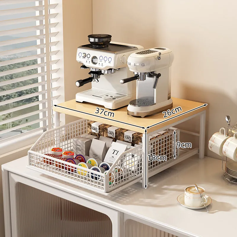 Pull Out Kitchen Shelf Storage Rack Slide Organizer Stand with Drawer Holder for Microwave Oven Coffee Machine Air Fryer Counter