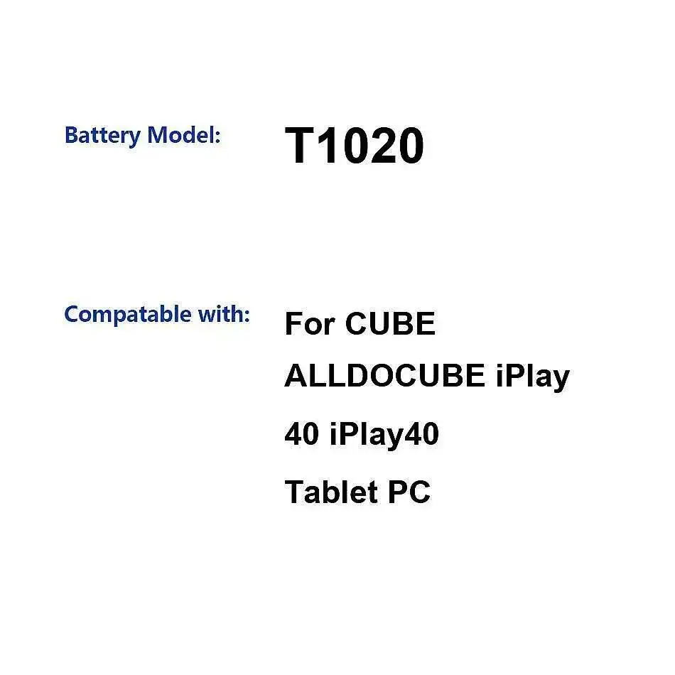 High Capacity 8000Mah T1020 For Cube Alldocube Iplay 40 Iplay40 Tablet PC Laptop Battery