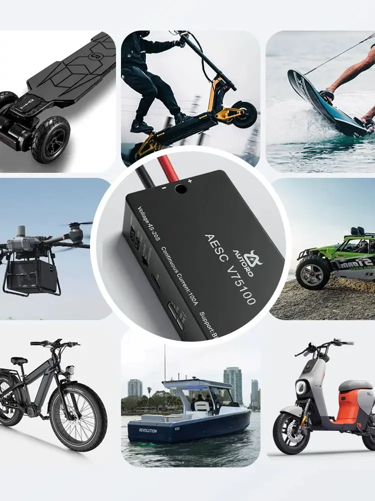 AliExpress NONE Autoro 75100 V75100 75V100A W/ Built-in Bluetooth FOC & BLDC Based on VESC 75100 & MK for Electric Skateboard, Ebike, Scooter