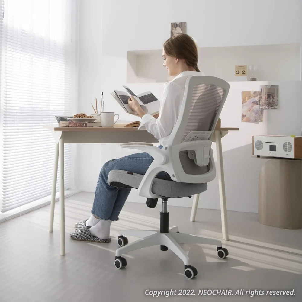 Silla de malla de espalda alta, soporte Lumbar acolchado, altura ajustable y diseño ergonómico, para escritorio de ordenador, oficina en casa