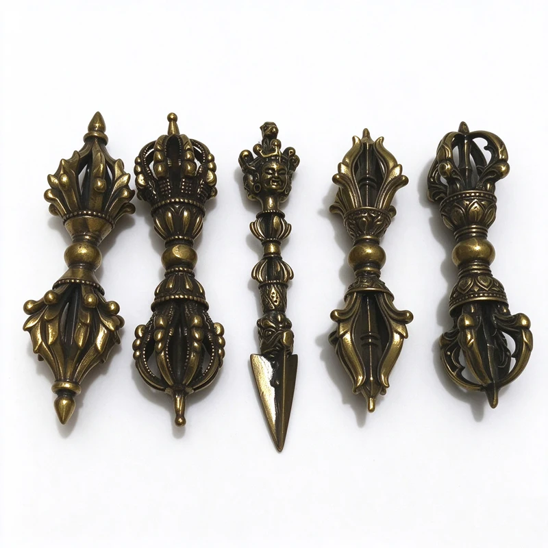 Brass 5 style Copper Vajra Pestle Feng Shui Ornament Religious Collection Buddha Instrument Home Decorations