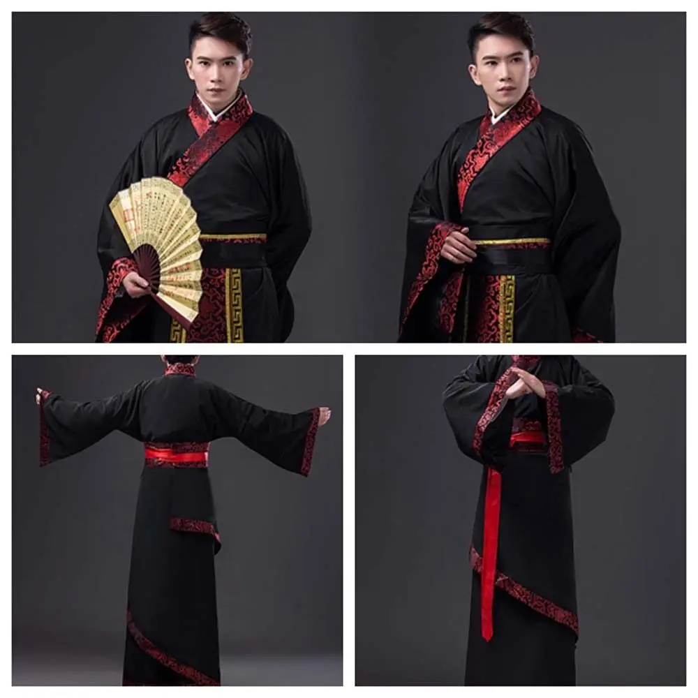 Tenue ancienne chinoise pour hommes Hanfu, Costumes de scène de Cosplay pour hommes chinois, robe ancienne noire de grande taille pour hommes, Costume de fête ancien