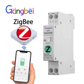 Tuya ZigBee Smart Circuit Breaker, Smart Switch, 1P, 63A, DIN Rail for Smart Home, Wireless Remote Control, WiFi Switch by App