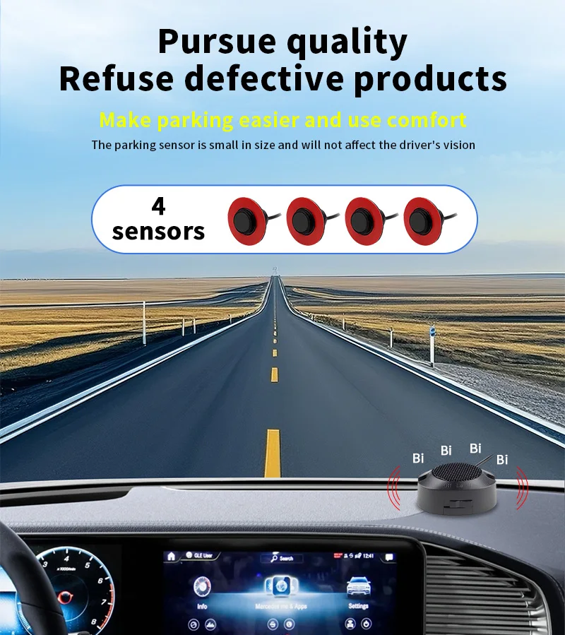 16,5 mm 4 Parksensoren Auto-Rückfahrradar Geräuschloser Modus Wasserdicht 12V Sicherer Einparkassistent für Auto LKW Van Wohnmobil – Detail 13