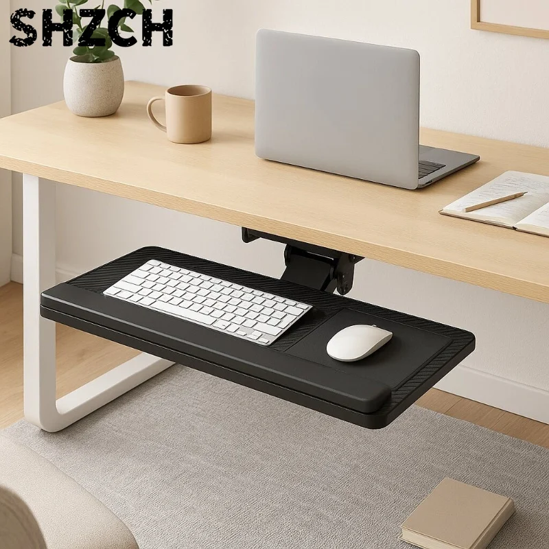 Ergonomic Keyboard Stand with Sliding Drawer Mouse Tray Desk Extension Rotating Support Arm for Home Office Computer Desk