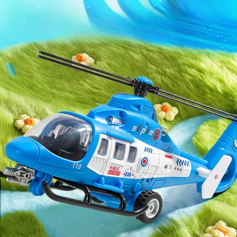 alloy helicopter model diecast rescue aircraft toy with sound effect rotor practical gift for hobby collection desktop display