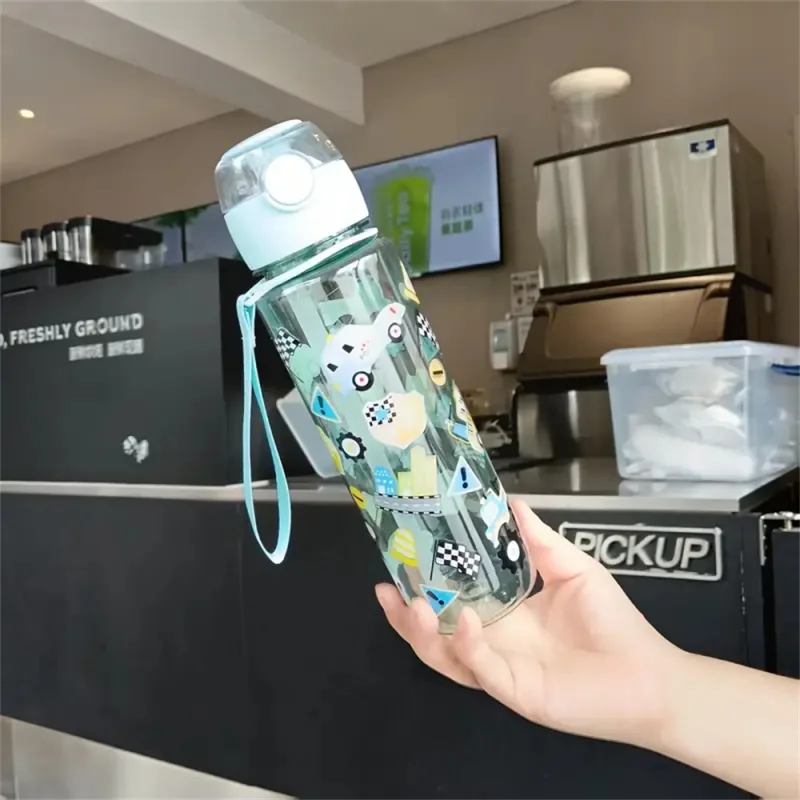 Botella de agua de dinosaurio de 700ml para niños, taza para sorber de agua con pajita de silicona, botellas de agua de plástico a prueba de fugas, taza de agua de verano para niños