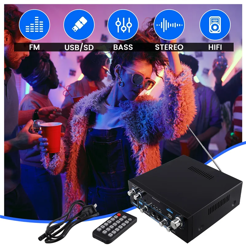 New-AK55 오디오 증폭기 2.0 채널 HIFI 디지털 블루투스 증폭기 USB 디지털 증폭기 US 플러그