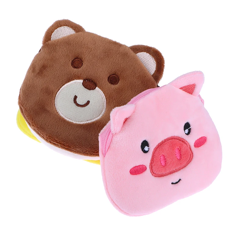 1pc Cartoon Plush Animal Coin Purse Cute Panda Piggy Bear Chicken Money Change Pouch Small Wallet Storage Bag For Kid Gifts