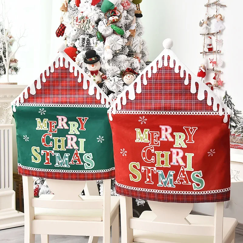 6/8pcs Merry Christmas Chair Covers Dining Room Xmas Decorations for Home Party Kitchen Banquet Hotel Decor