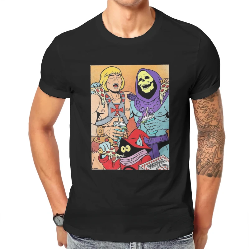 He-Man and The Masters of The Universe Pizza Party T Shirt Harajuku Retro Fashion Anime Shirt Women Men Summer Tee Ropa Hombre