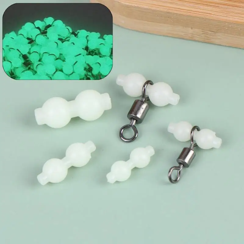 50Pcs Luminous Gourd Bead Fishing Swivel Connector Anti Tangle No Line Damage Tackle for Stream Creek Fishing Accessory