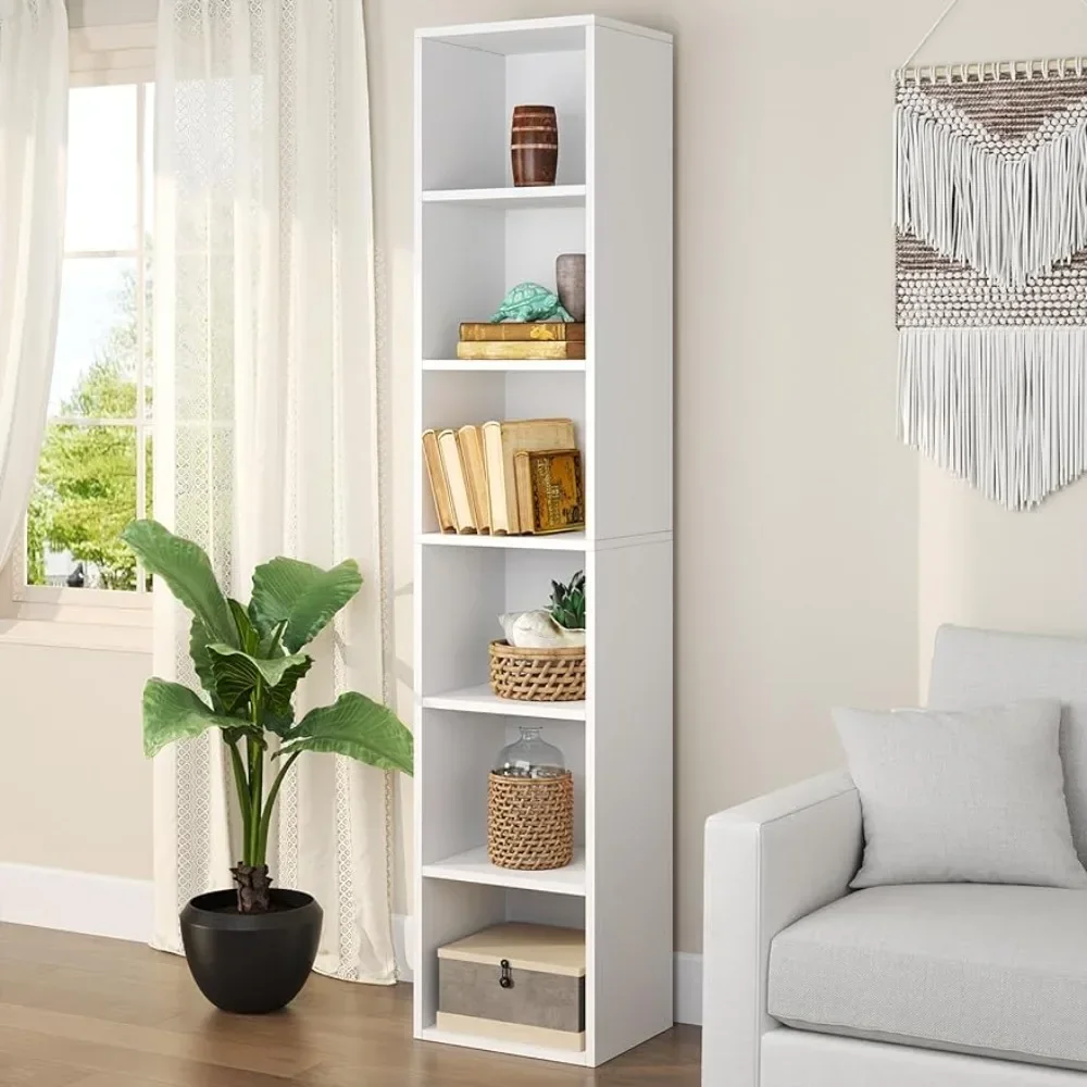 

Storage Cabinet for Home Office Bookcase Tall Narrow Bookshelf Book Shelf Modern Corner Bookshelf With Storage Space White Room
