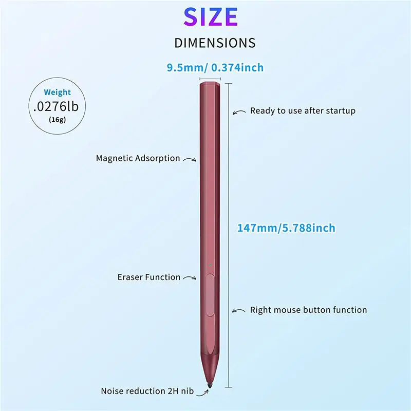 

Магнитный стилус Clinch для Surface Pro 3/4/5/6/7 Pro X Go 2, книга Latpop, 4096 уровней давления, отклонение ладони, красный