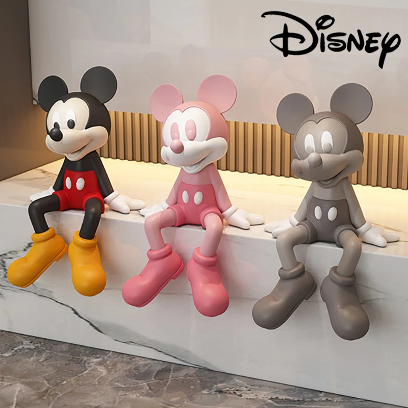 29cm Disney Cartoon Color Mickey Mouse Sitting Resin Statue Series Model Statue Doll Home Living Room Decoration Collection Doll