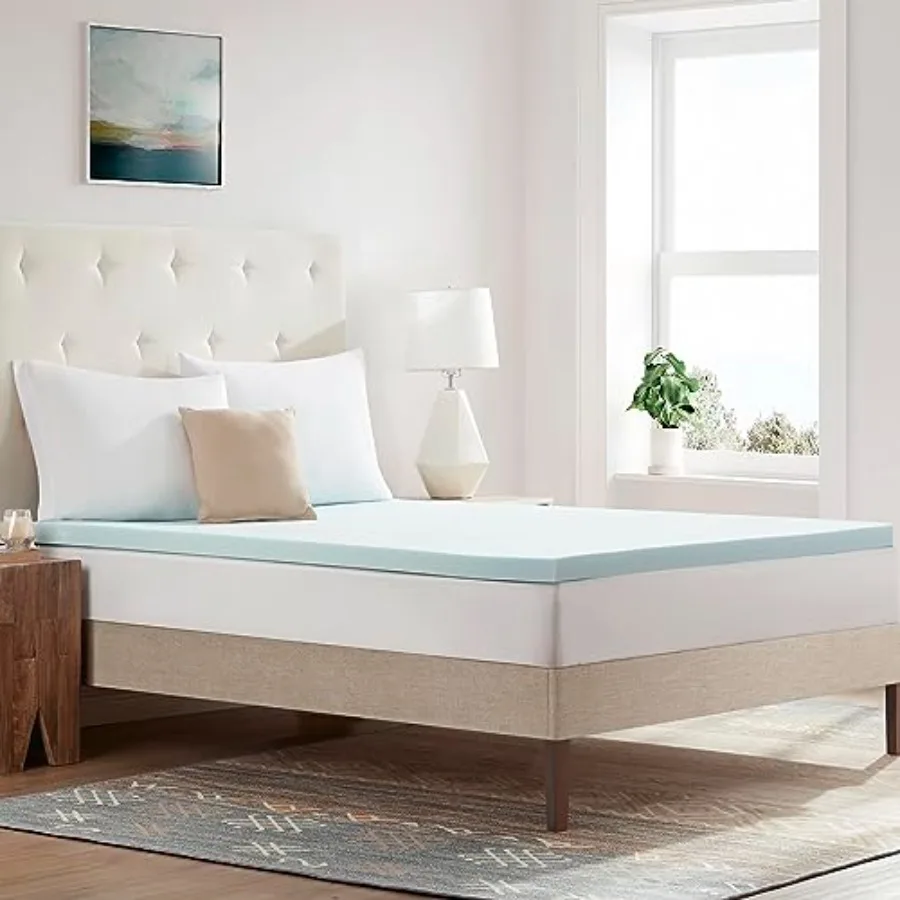 

Mattress Topper Gel Infused Memory Foam Cooling Pad CertiPUR US Certified - Enhance Sleep Quality with Pressure Relief and Temp