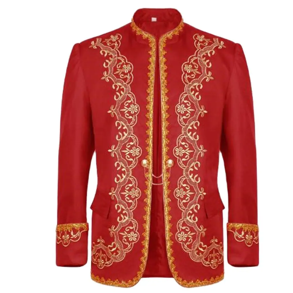 

Gold Embroidery Luxury Blazer Jacket Men Stylish Baroque Style Palace Costume Homme Stage Prom Show Black Dress Blazer Masculino