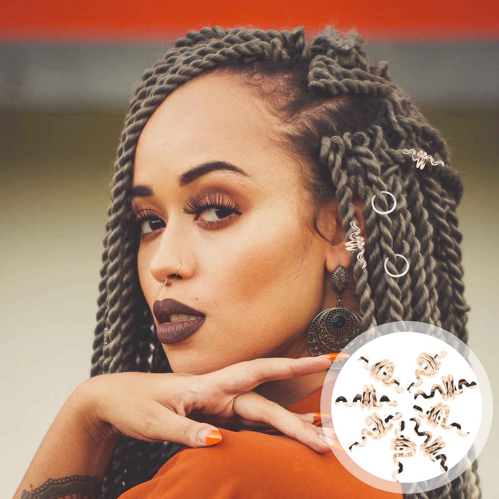 

10Pcs Vintage Spiral Hair Coil Snake Shape Hair Accessories for Braids Dreadlocks Punk Braid Jewelry Dreadlock Beads