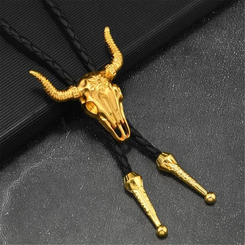 X5XA Unique PU Leather Alloy Bolo Tie Necklace Cord Suitable For Adults And Children