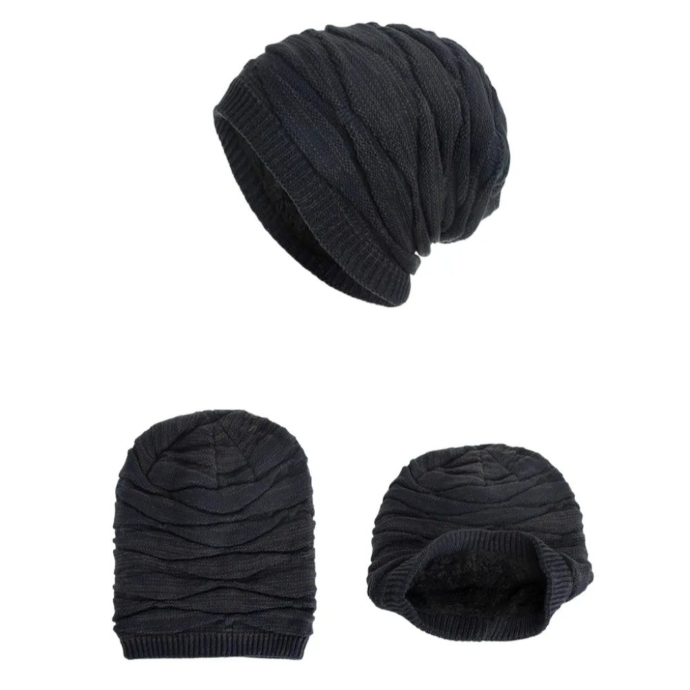 

Casual Woolen Knitted Pullover Hat Keep Warm Velvet Woolen Hat Solid Color Coldproof Beanies Cap Autumn