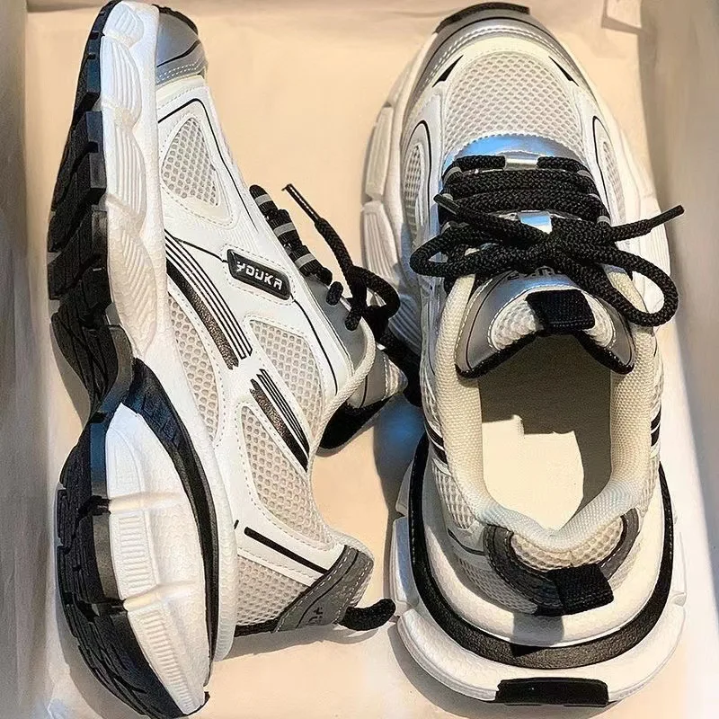 Thick-Soled Heightening Dad Shoes New Color-Matching Sports Shoes Casual Versatile Breathable Shock-Absorbing Running Shoes