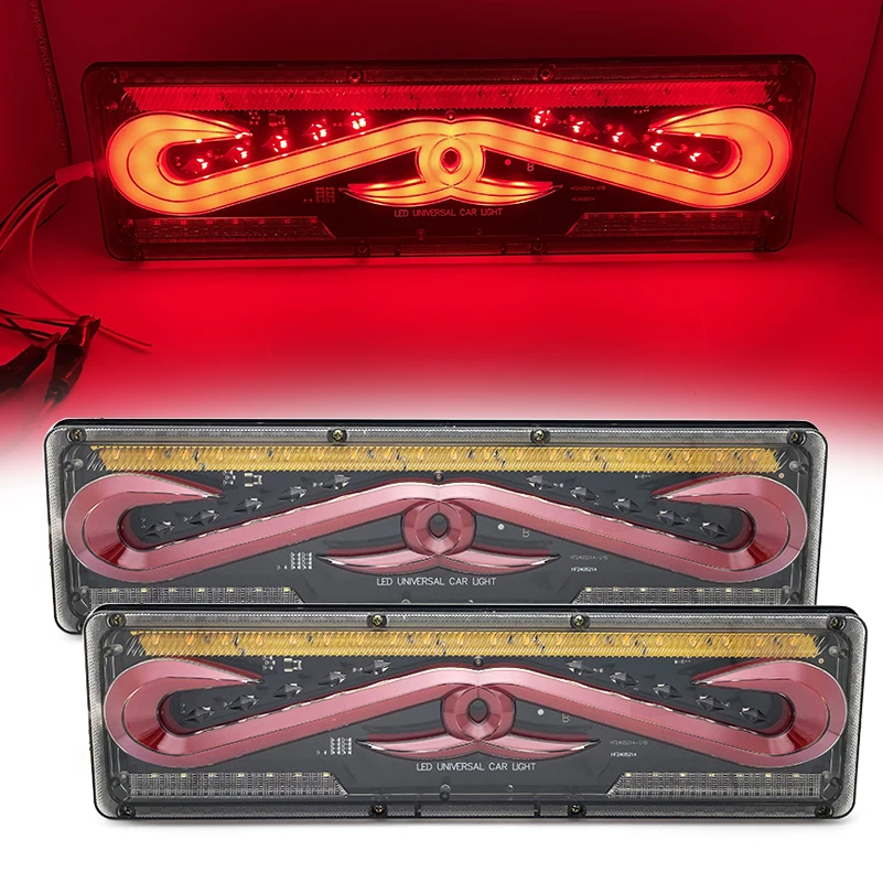 1 Pair 46cm Waterproof Dynamic12V/24V Truck LED Tail Light Rear Lamp Stop Reverse Safety Indicator Fog Lights