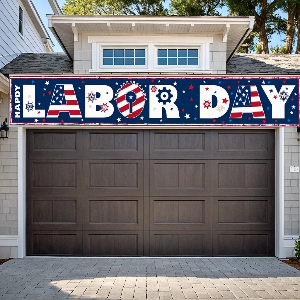 لافتة وطنية باللون الأحمر والأبيض والأزرق، لافتة العلم الأمريكي، لافتة يوم العمال للاحتفال في الهواء الطلق والحدث الوطني #4