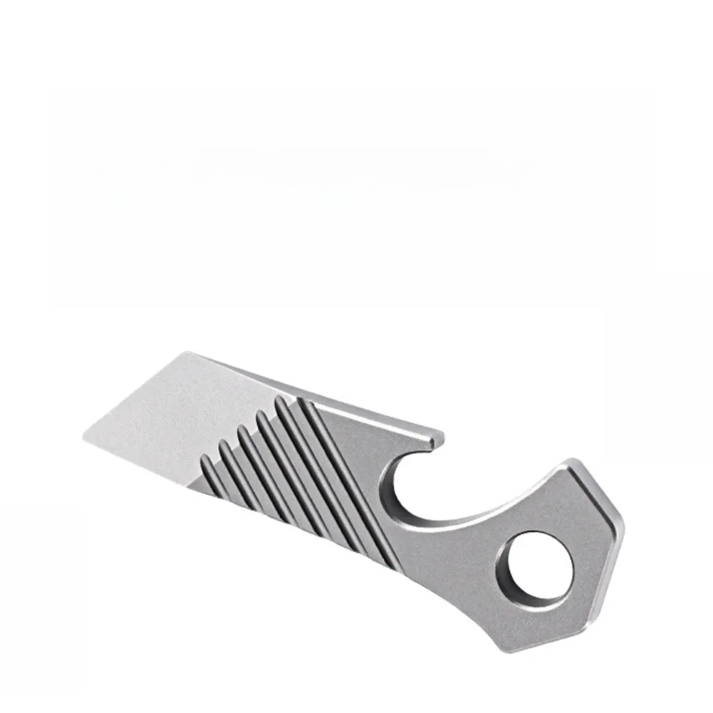 Compact Multi Tool Pocket Pry Bar Lightweight Alloy Construction Textured Non-slip Grip Pre-drilled Attachment Hole Metal Gray