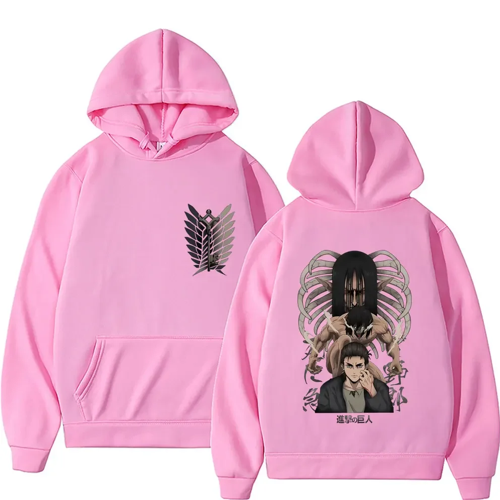 Anime Attack On Titan mężczyźni kobiety bluzy Yeager Eren graficzny nadruk z kapturem bluza w dużych rozmiarach Harajuku Streetwear sweter