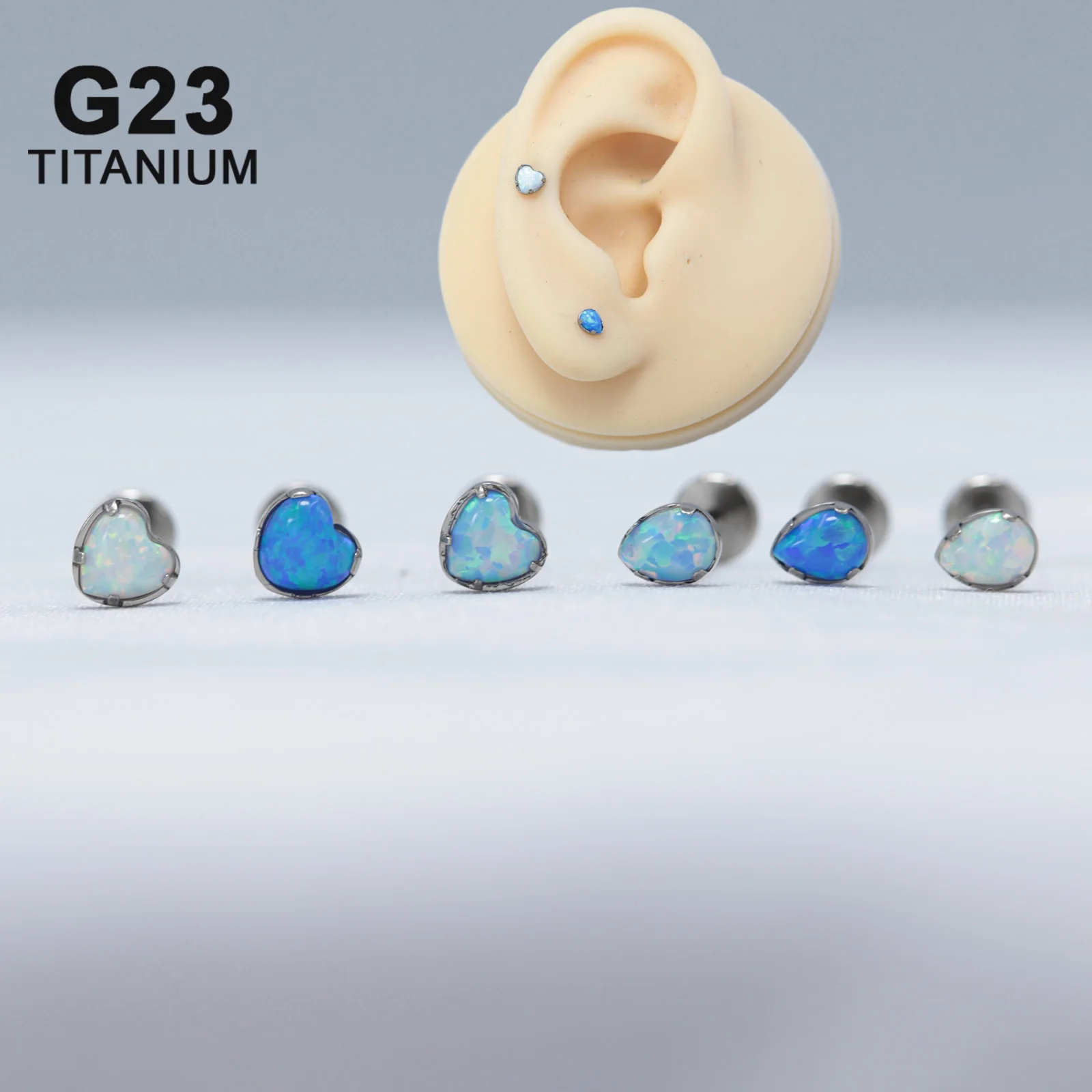 

16G Implant Grade Titanium ASTM F136 Internal Thread Teardrop Opal Labret for Daith Tongue Lip Conch Cartilage Helix Piercing