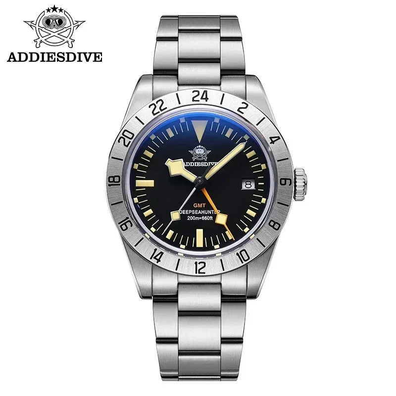 

ADDIESDIVE AD2036 Diving Watches 39mm GMT Quartz Movement Bubble Mirror Glass Luminous 200M Waterproof Wristwatch for Man