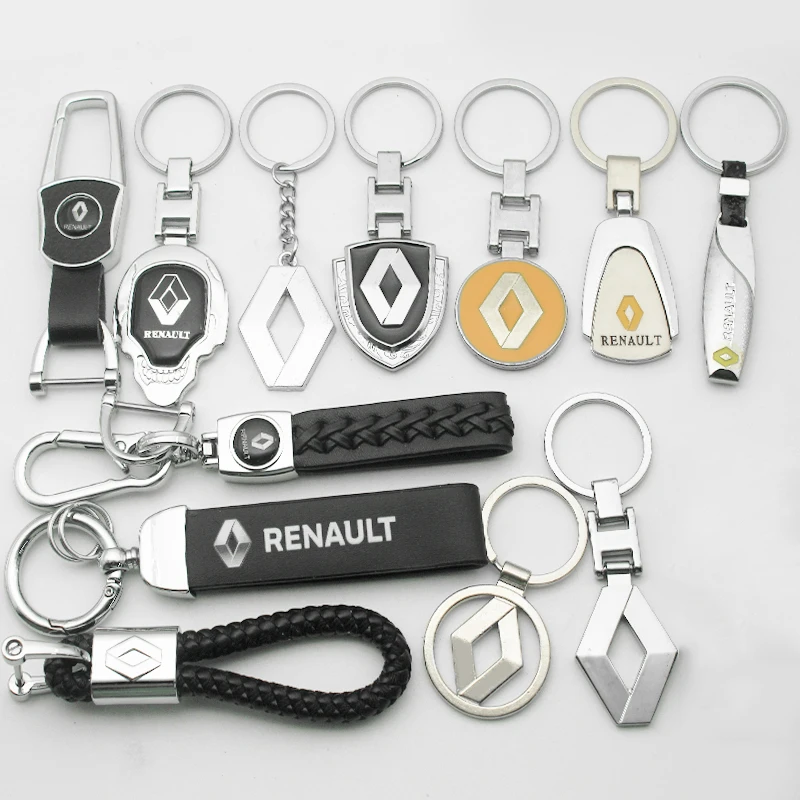 3D Metal Leather Car Logo Key Chain Car Styling Keyring Keychain For Renault Megane 2 3 Koleos Duster Clio 4 Logan Captur Kadjar