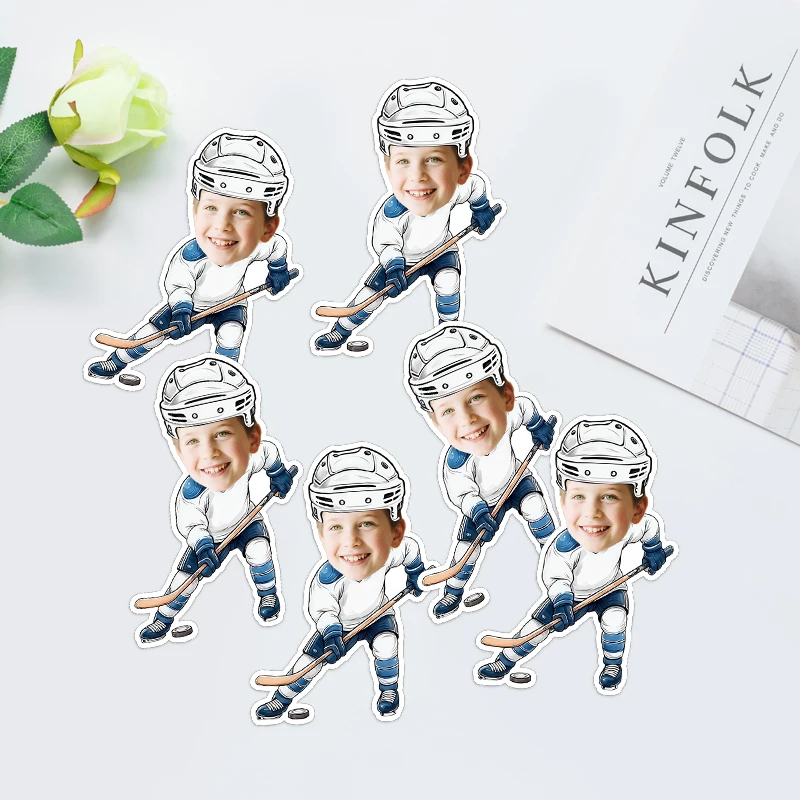 20pcs Play Ice Hockey Theme Customize Your Avatar Stickers Poster Envelope Greeting Card Doors Windows Party Decoration Supplies view 5