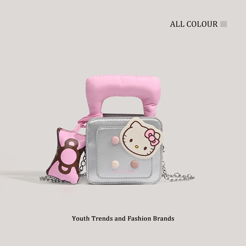 

KT Cat Chain Crossbody Bag Handheld Cartoon Mini Square Bag Exquisite Shopping Lipstick Cosmetics Storage Party Birthday Gift