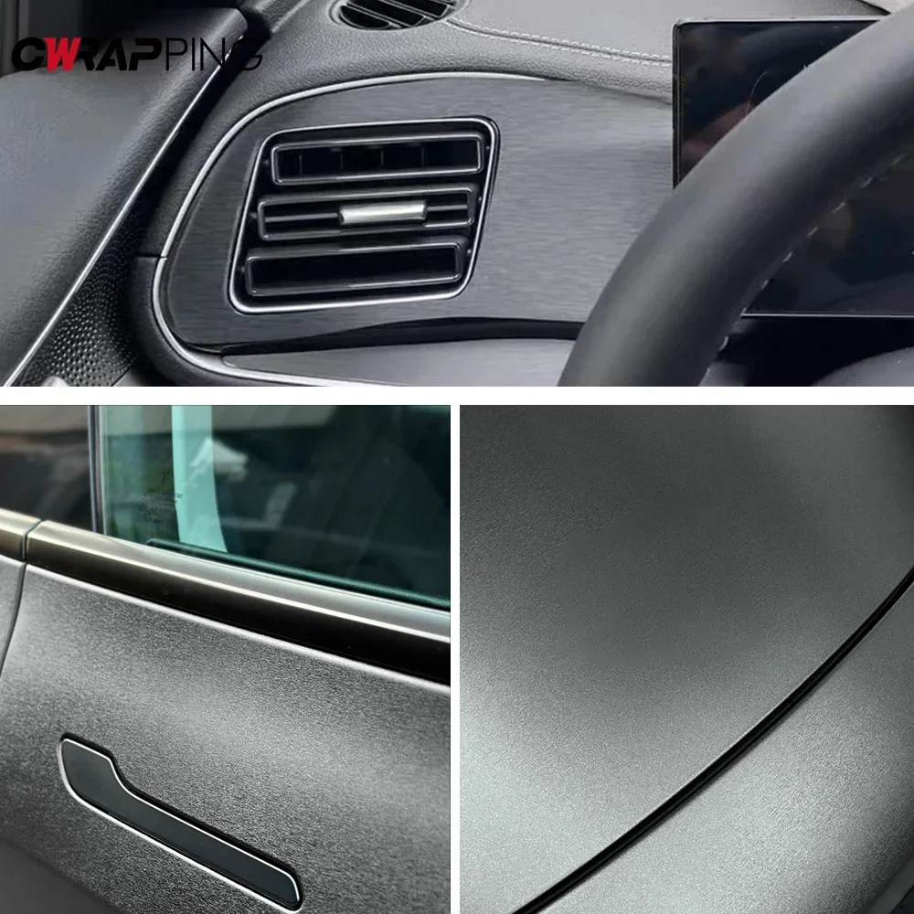 Car Brushed Aluminum Vinyl Film Car Waterproof Stickers Auto Interior and Exterior Matte DIY Protective Film for Car Accessories