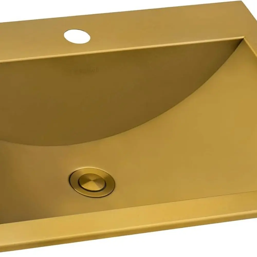 

21 x 17 inch Brushed Gold Drop-in Topmount Bathroom Sink - Polished Brass Stainless Steel Bathroom Sink- RVH5110GG