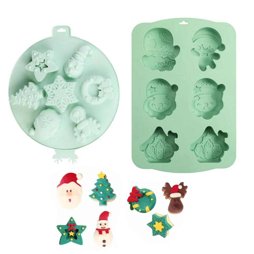 Christmas Theme Silicone Baking Mold Santa Claus,Snowflake,Snowman Shape Baking Mold DIY Chocolate,Jelly,Pudding,Mousse