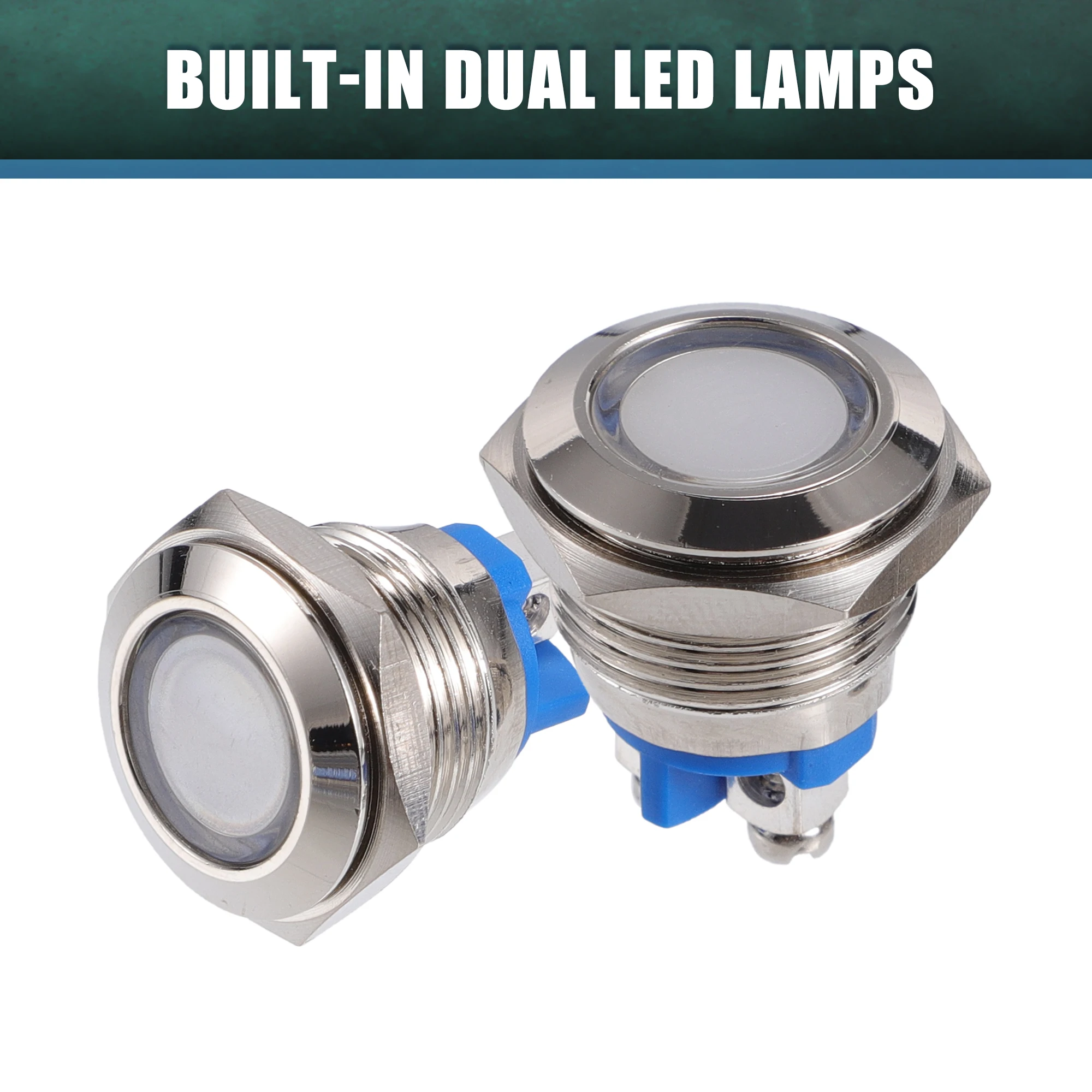 

UXCELL 5 шт. светодиодный индикатор 16 мм 12 В переменного тока постоянного тока с металлическим корпусом, водонепроницаемая контрольная сигнальная лампа для автомобиля, грузовика, лодки, разноцветная